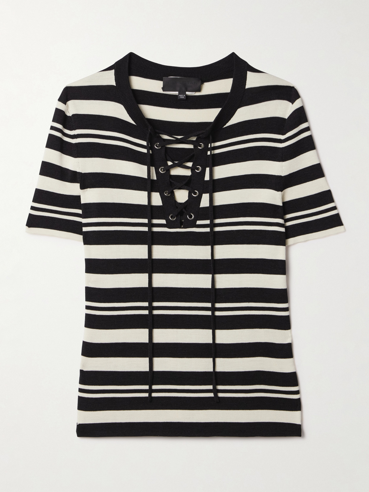Shop Nili Lotan Oaklynn Striped Silk-jersey Top