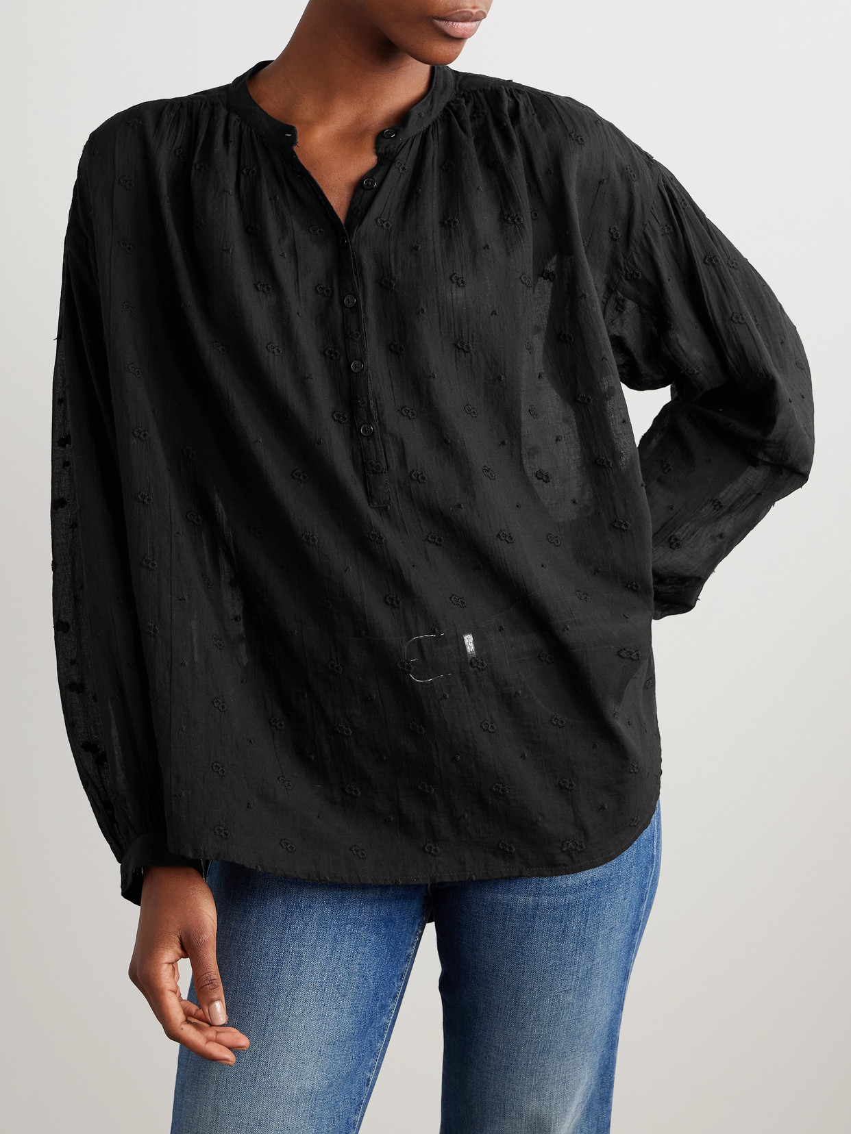 Nili Lotan Neville Embroidered Cotton-voile Blouse