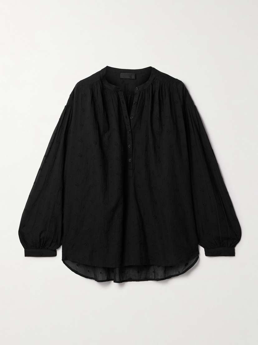 Nili Lotan Neville Embroidered Cotton-voile Blouse