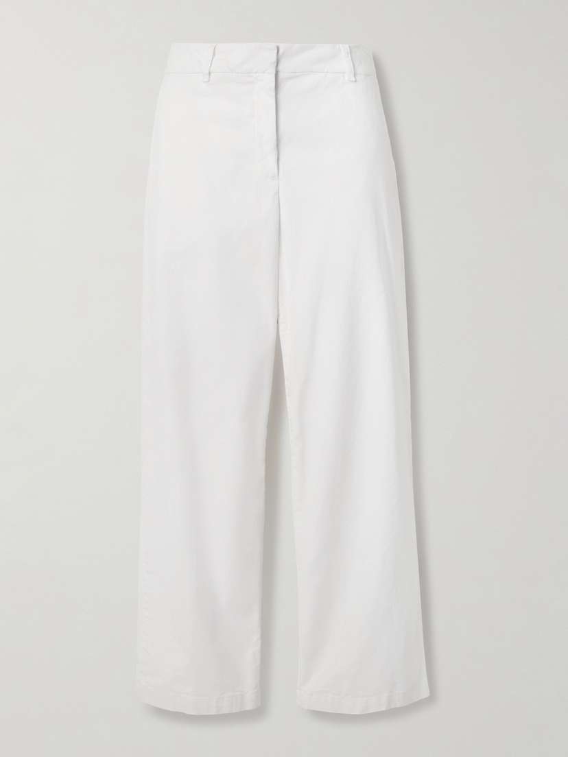Nili Lotan Nohan Brushed Cotton-blend Twill Wide-leg Pants