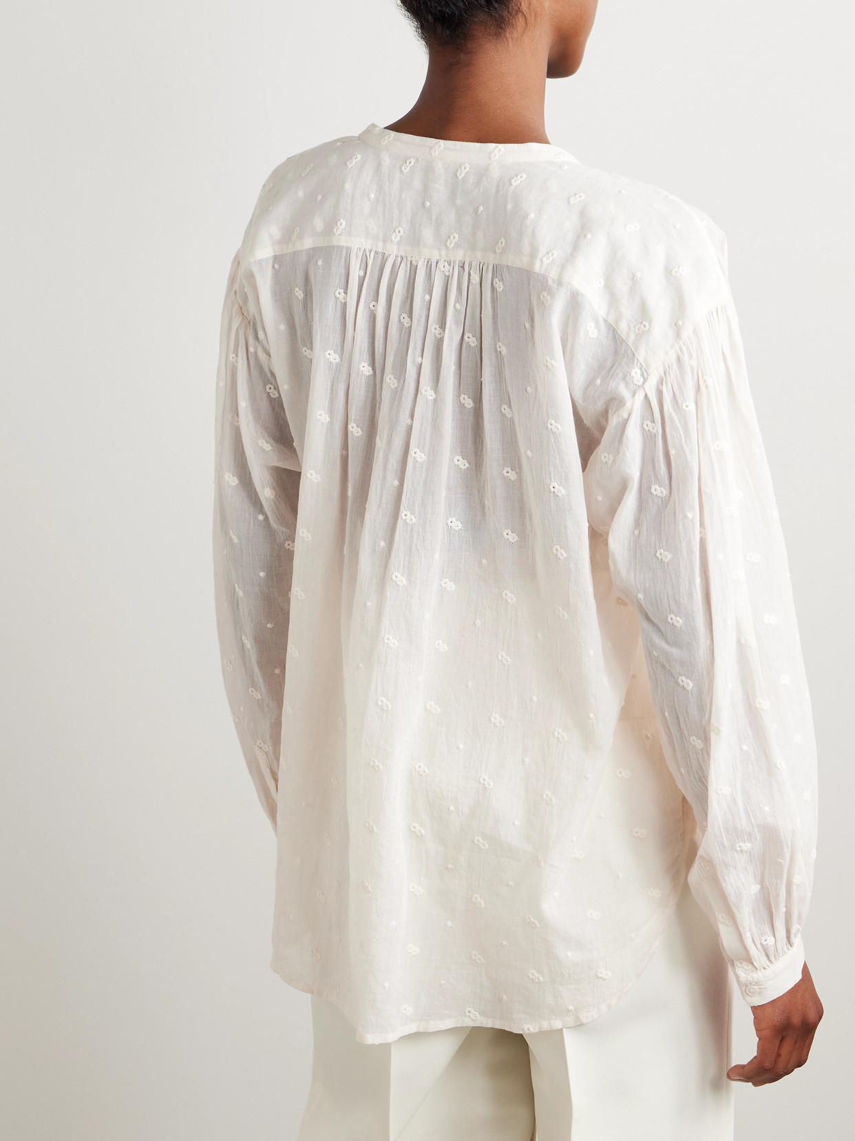 Nili Lotan Neville Embroidered Cotton-voile Blouse