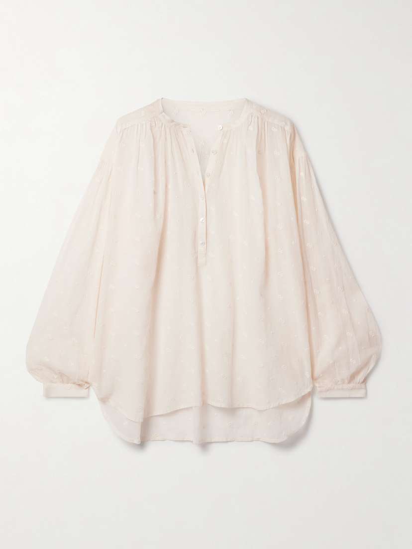 Nili Lotan Neville Embroidered Cotton-voile Blouse