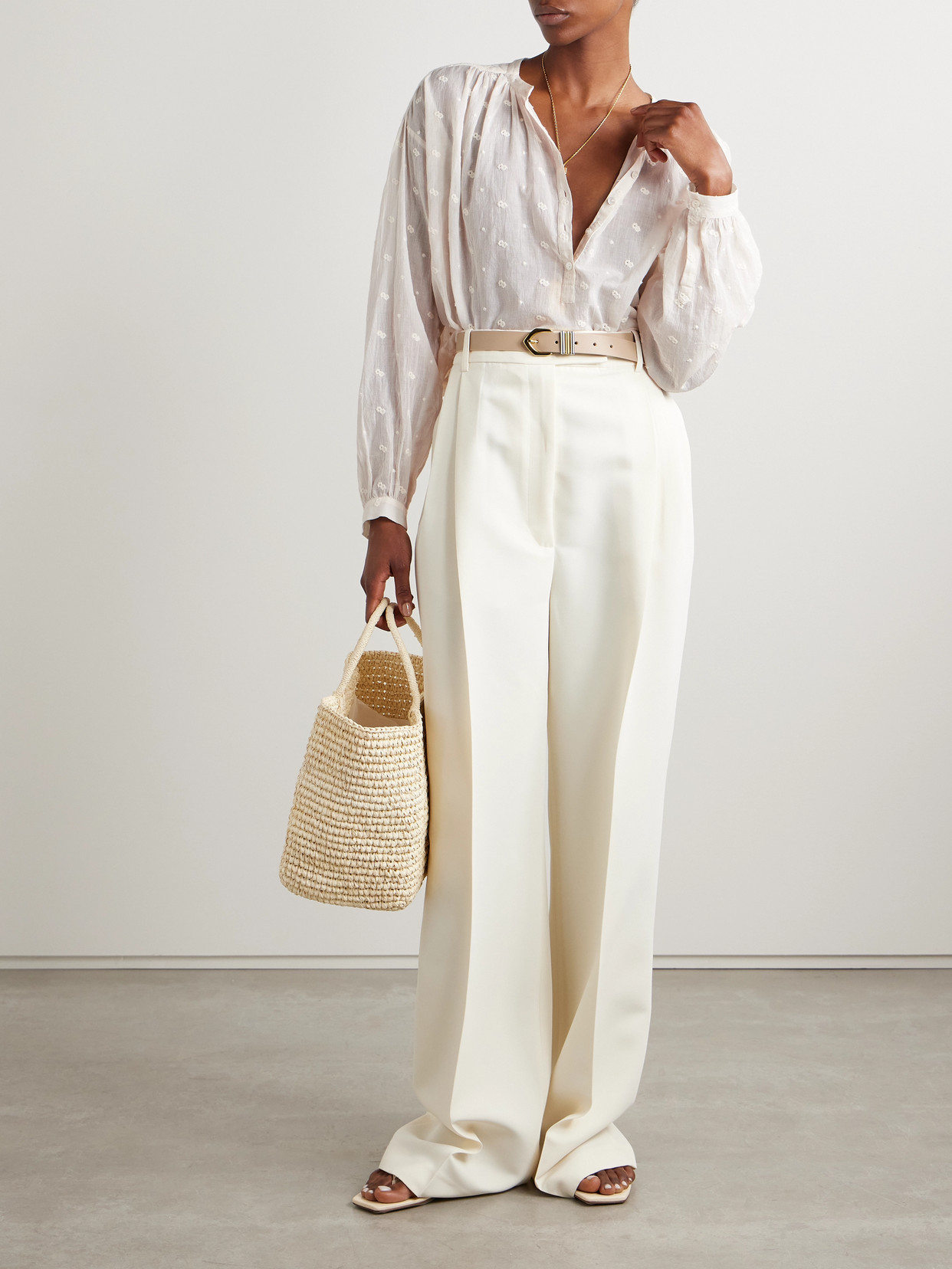 Nili Lotan Neville Embroidered Cotton-voile Blouse