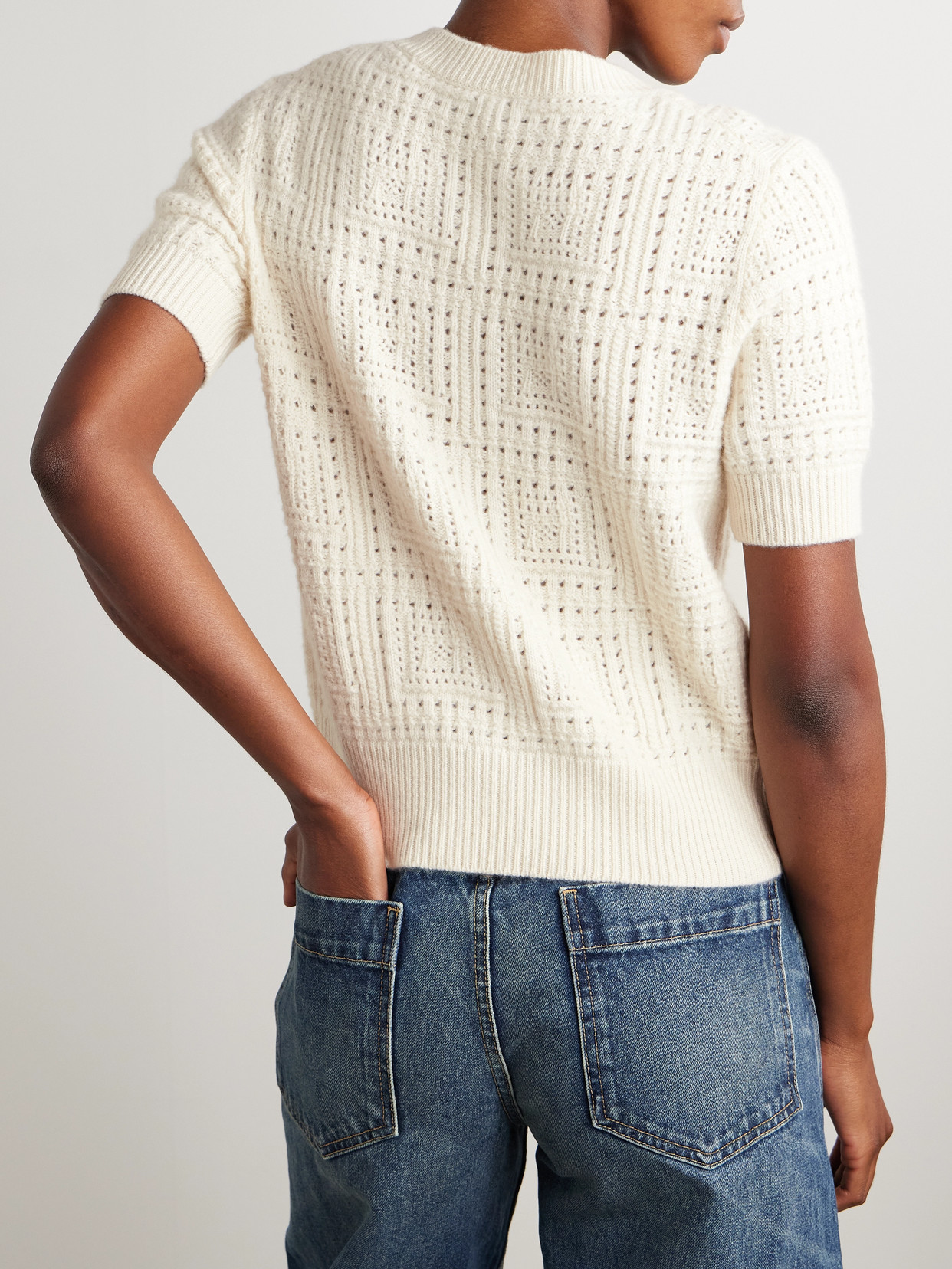 Nili Lotan Elysia Pointelle-knit Cashmere Sweater