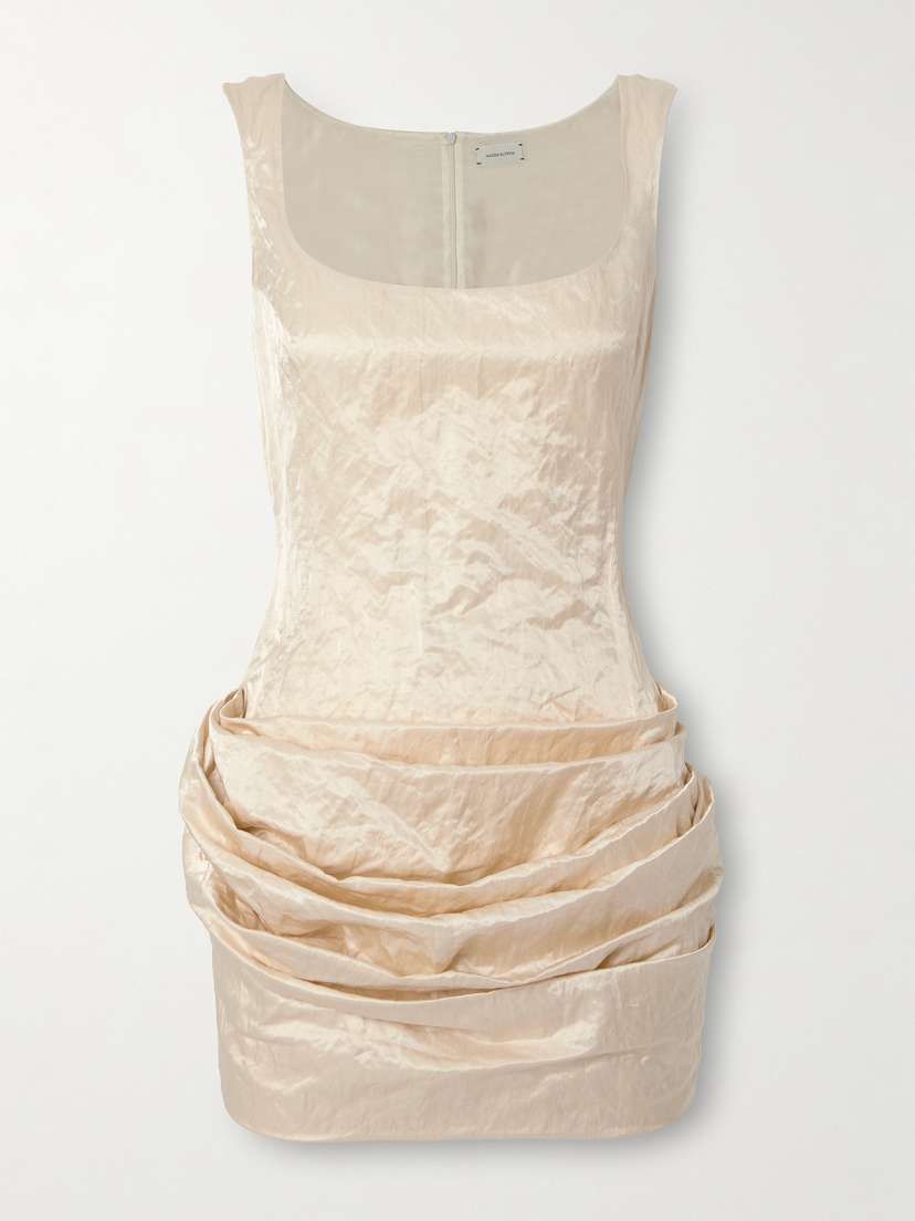 Magda Butrym Ruched Metallic Crinkled Cotton-blend Mini Dress