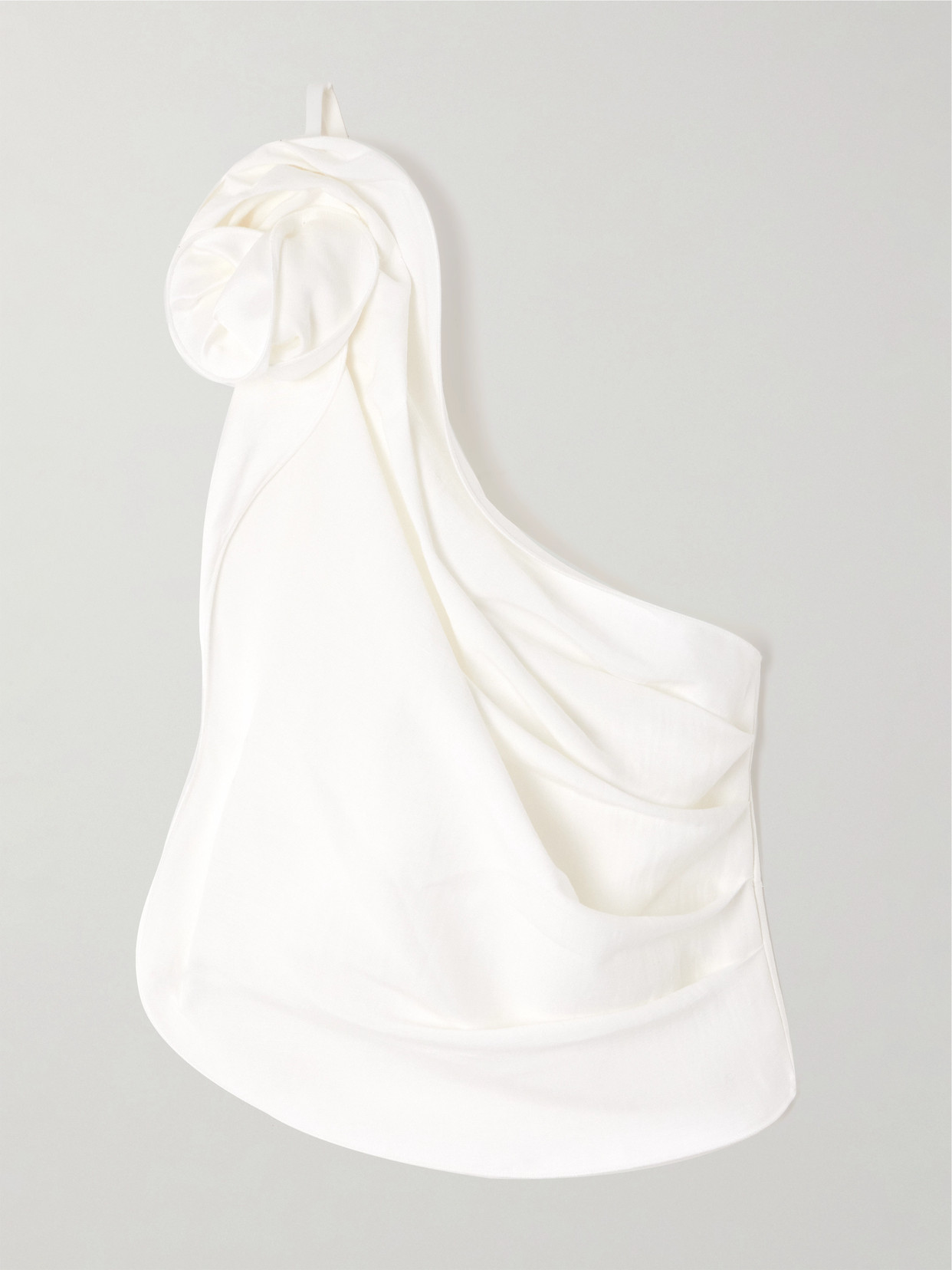 Magda Butrym One-shoulder Appliquéd Draped Woven Top In White