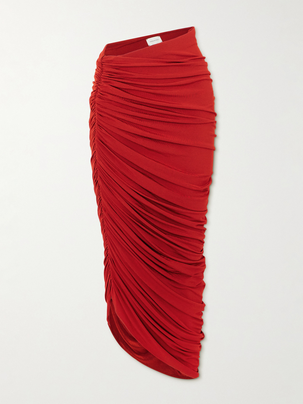 Magda Butrym - Asymmetric Ruched Jersey Midi Skirt - Red