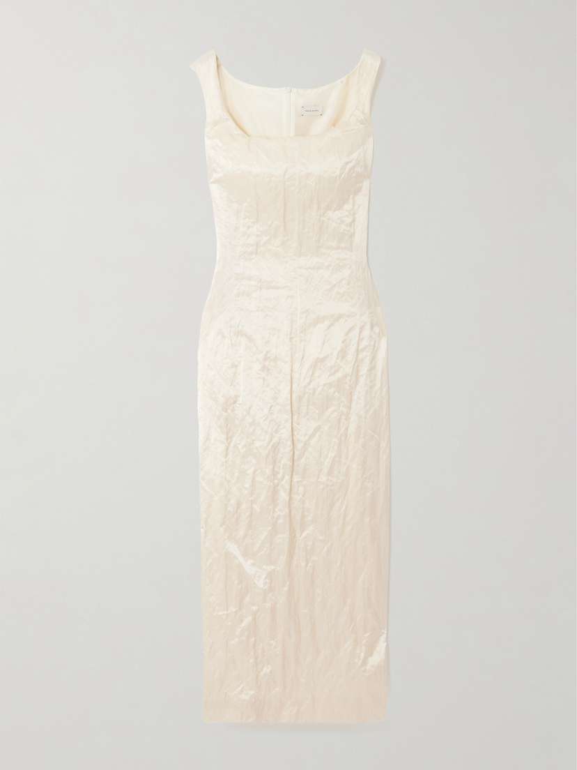 Magda Butrym Crinkled Cotton-blend Midi Dress