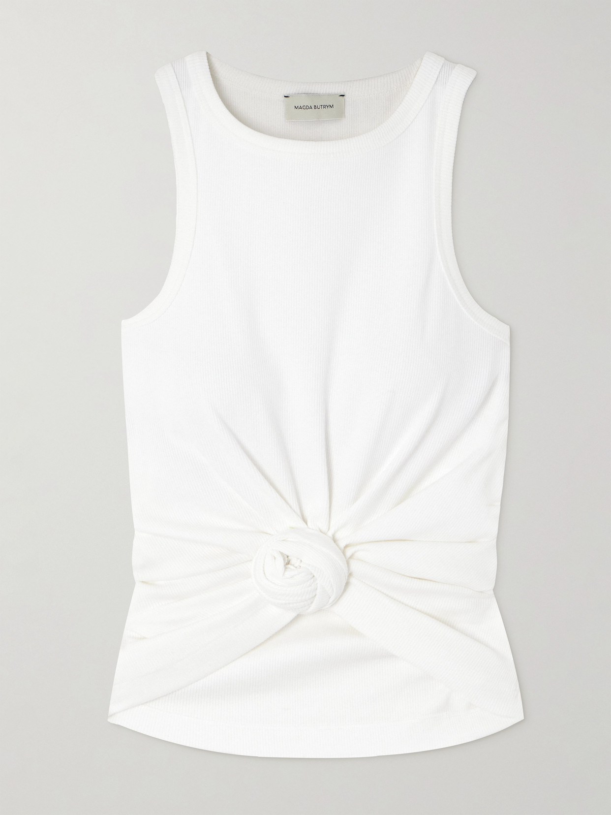 Knotted Ribbed Stretch Cotton-Jersey Tank