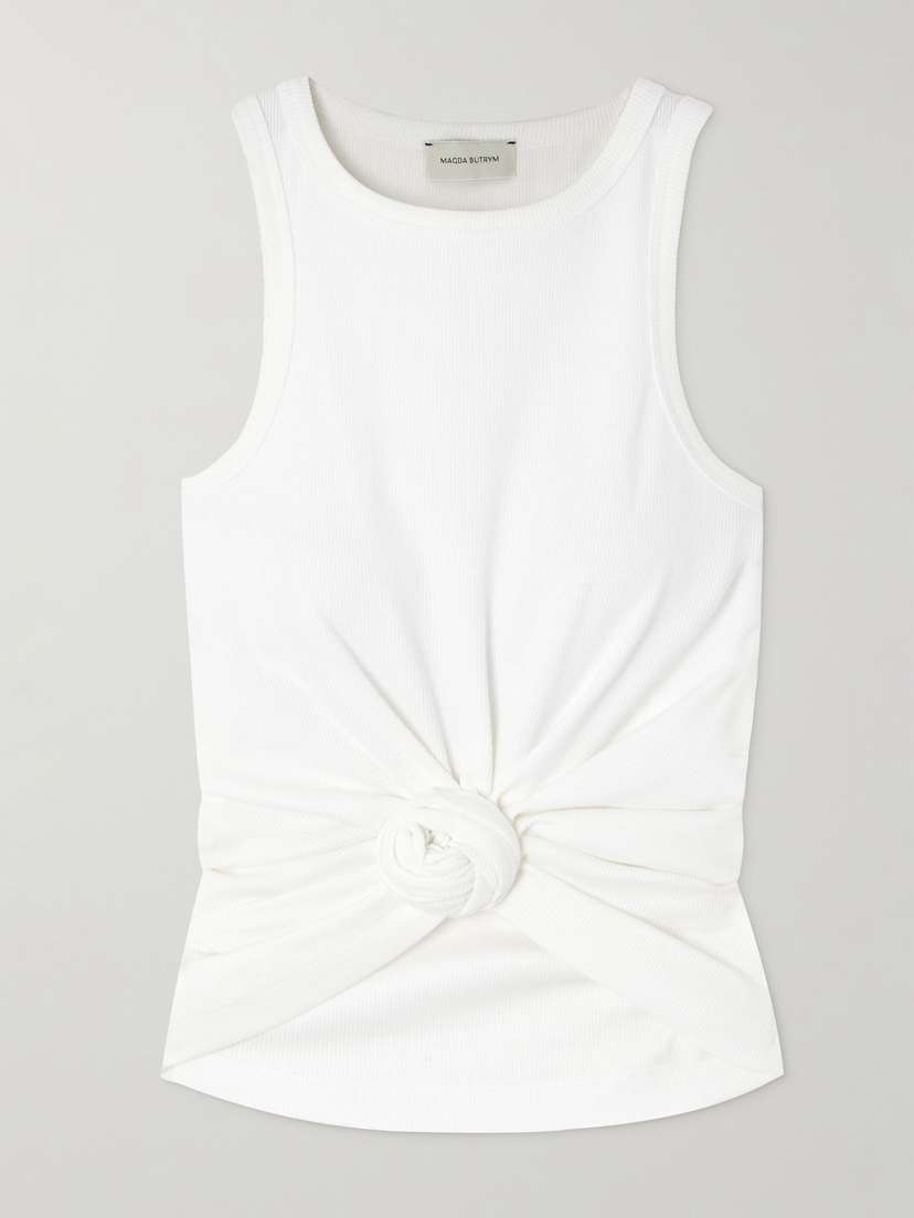 Magda Butrym Knotted Ribbed Stretch Cotton-jersey Tank - FR 34