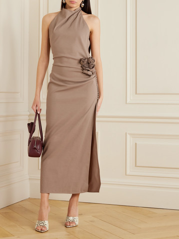 Magda Butrym Appliquéd linen-blend halterneck maxi dress