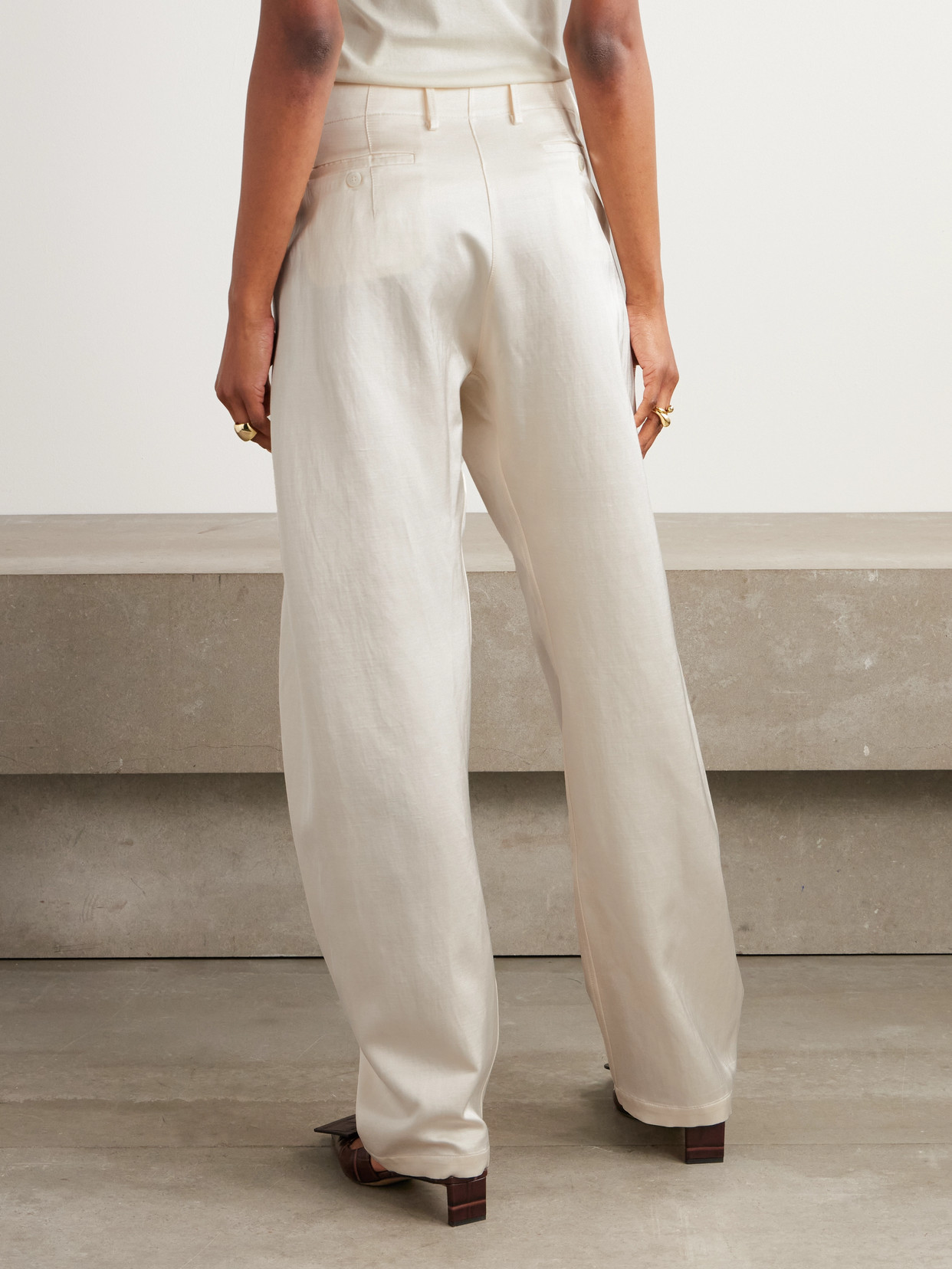Magda Butrym Stretch-cotton Wide-leg Pants In Cream