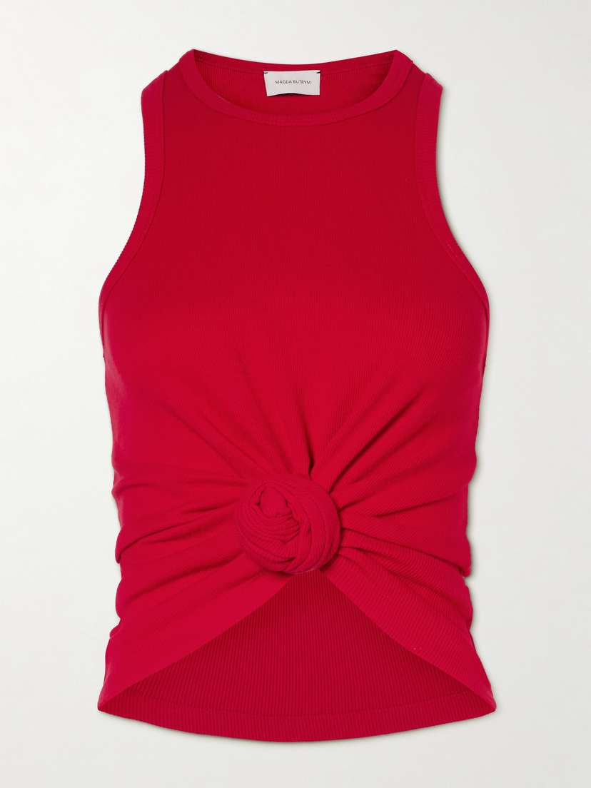 Magda Butrym Knotted Ribbed Stretch Cotton-jersey Tank