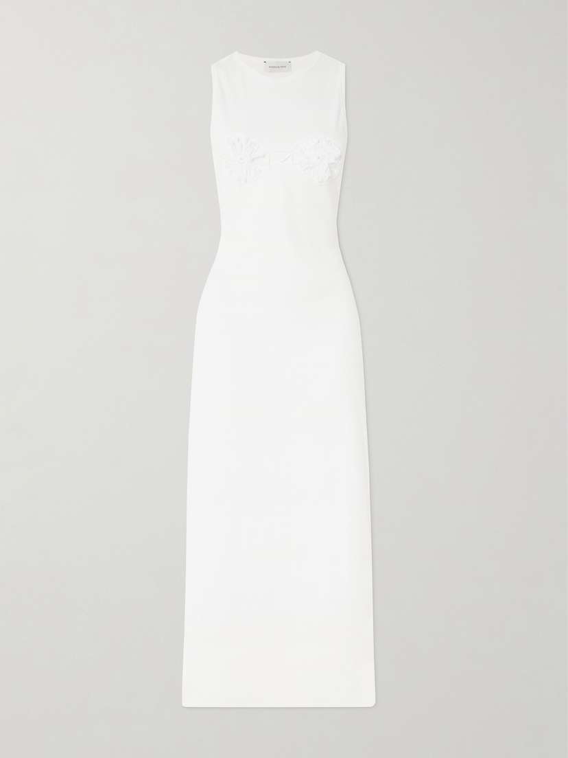Magda Butrym Crochet-trimmed Ribbed Stretch-cotton Jersey Midi Dress