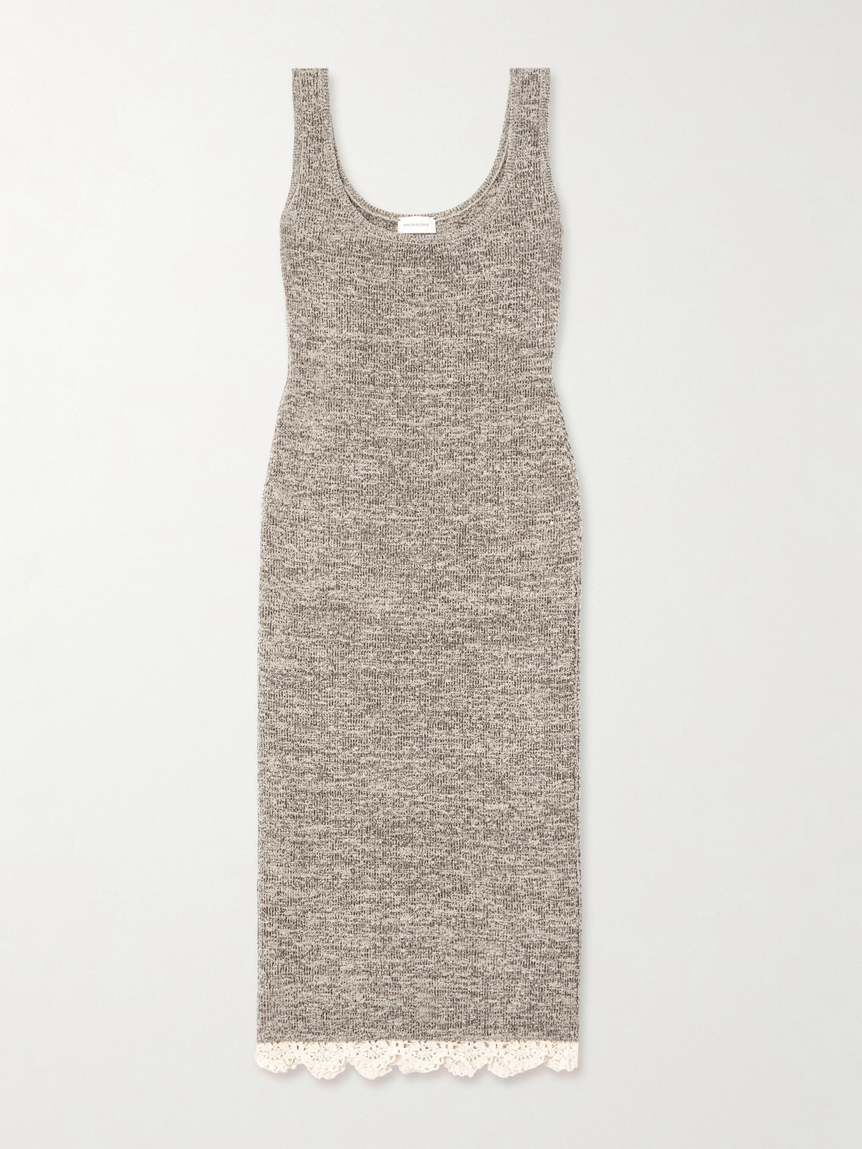 Magda Butrym Crochet-trimmed Knitted Midi Dress In Gray