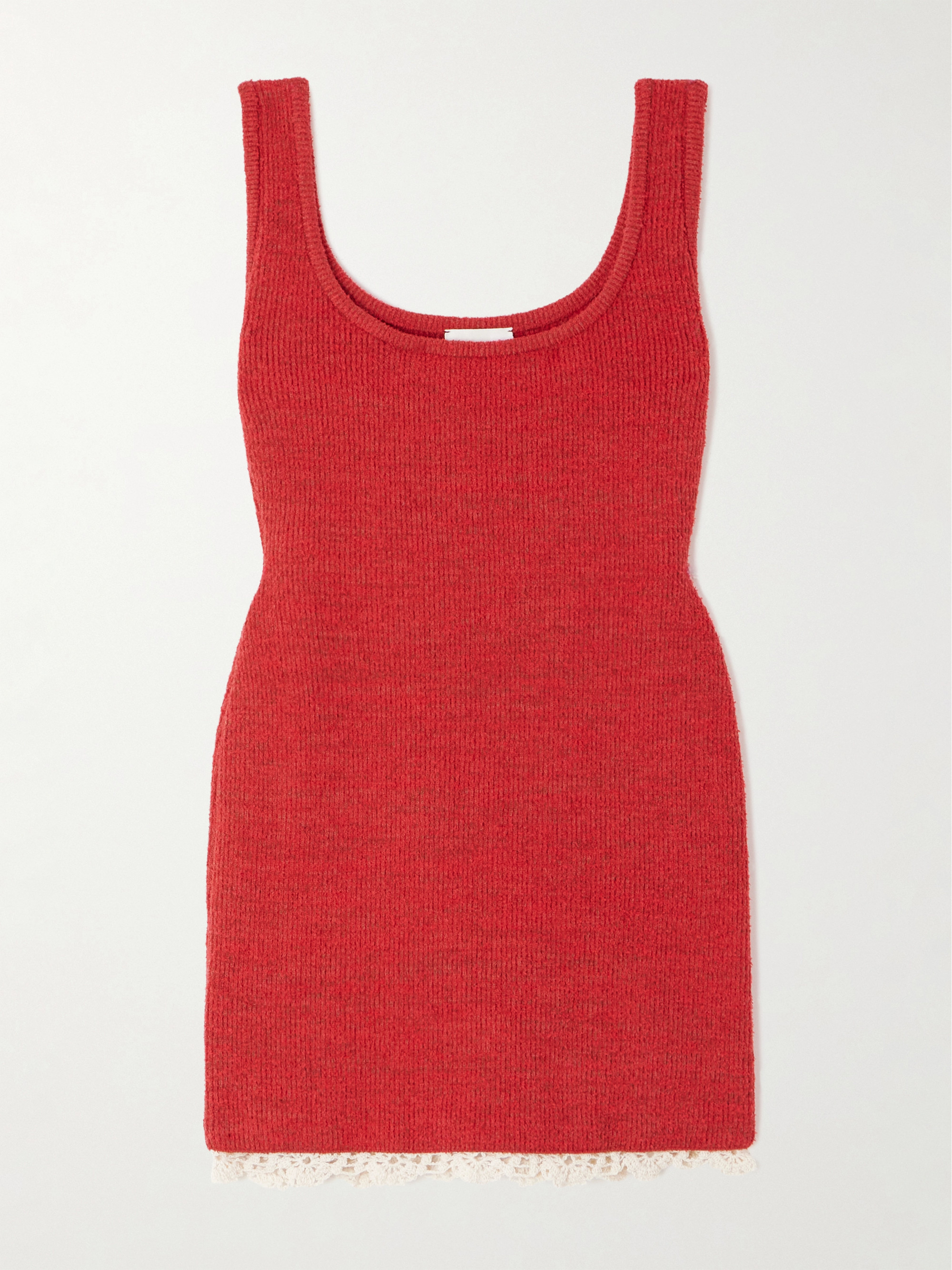 Magda Butrym Cotton crochet-trimmed ribbed-knit mini dress thumbnail
