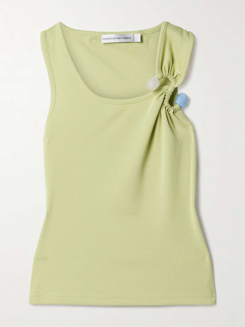 Christopher Esber Embellished Ribbed-knit Tank