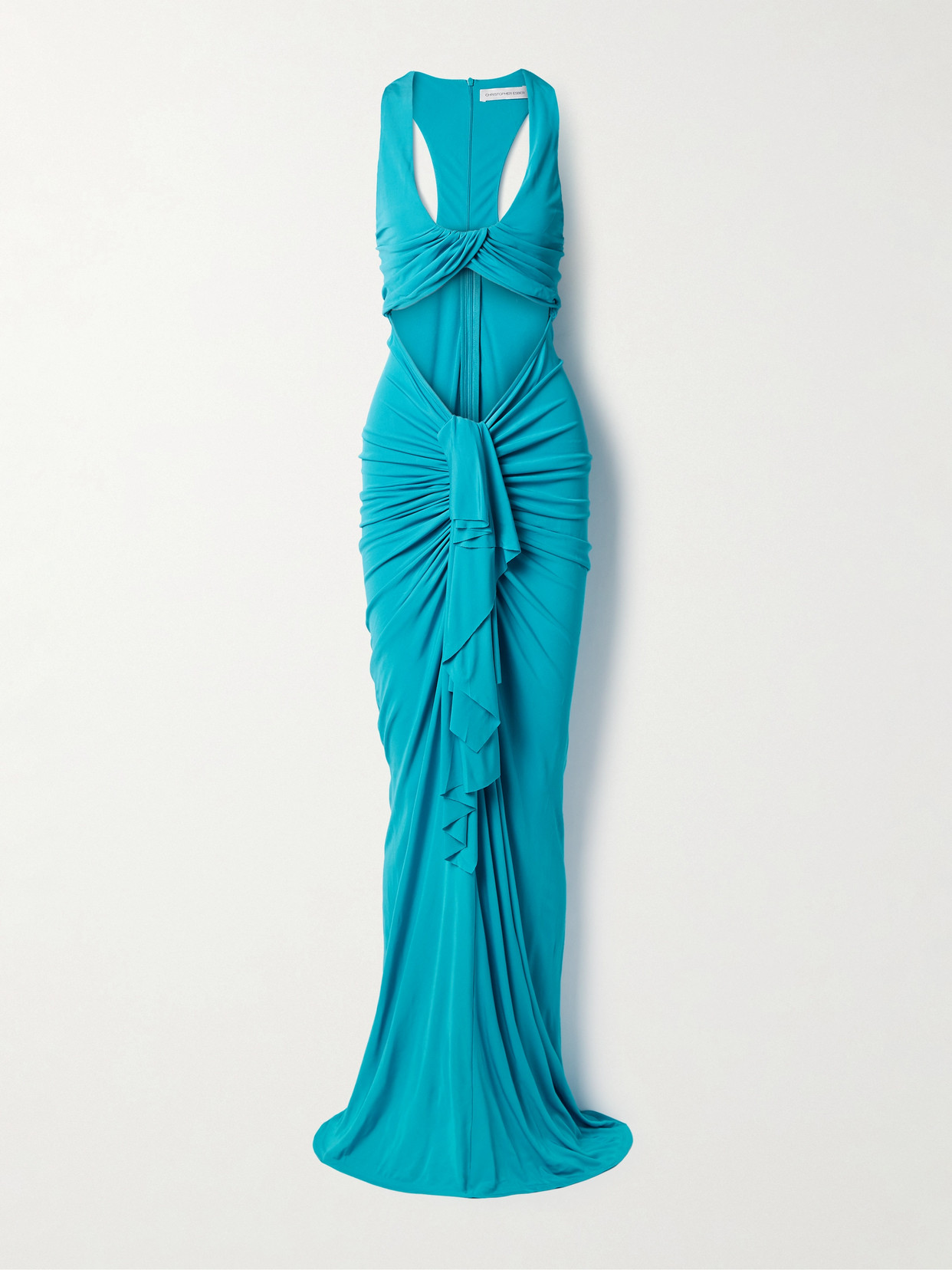 Christopher Esber - Vivenda Cutout Draped Jersey Maxi Dress - Teal