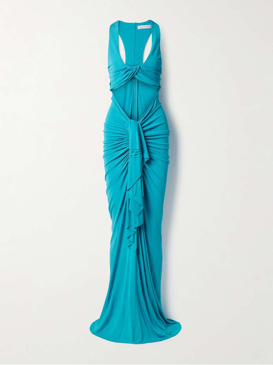 vivenda cutout draped jersey maxi dress