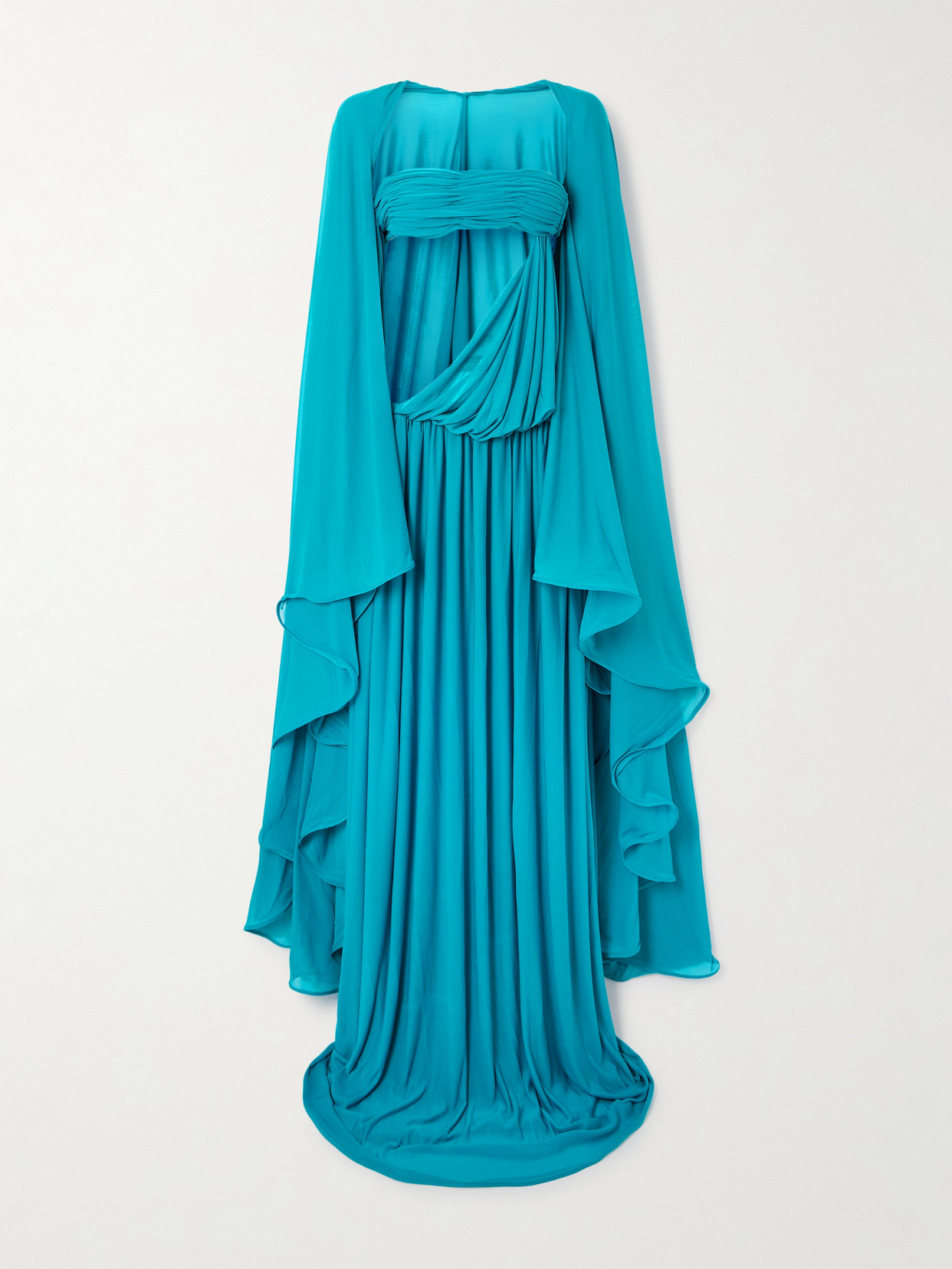 Christopher Esber - Gyre Cape-effect Cut-out Jersey Maxi Dress - Turquoise