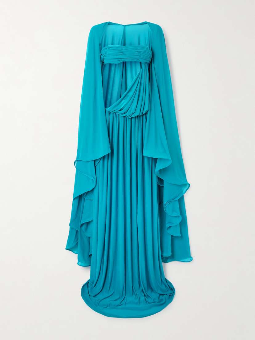 Christopher Esber Gyre Cape-effect Cut-out Jersey Maxi Dress