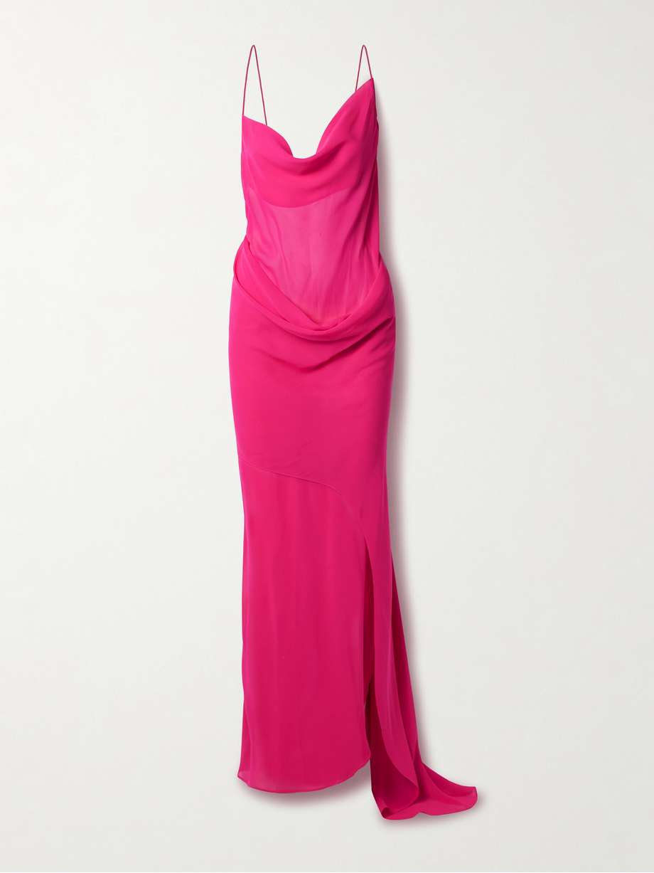 draped silk-georgette gown