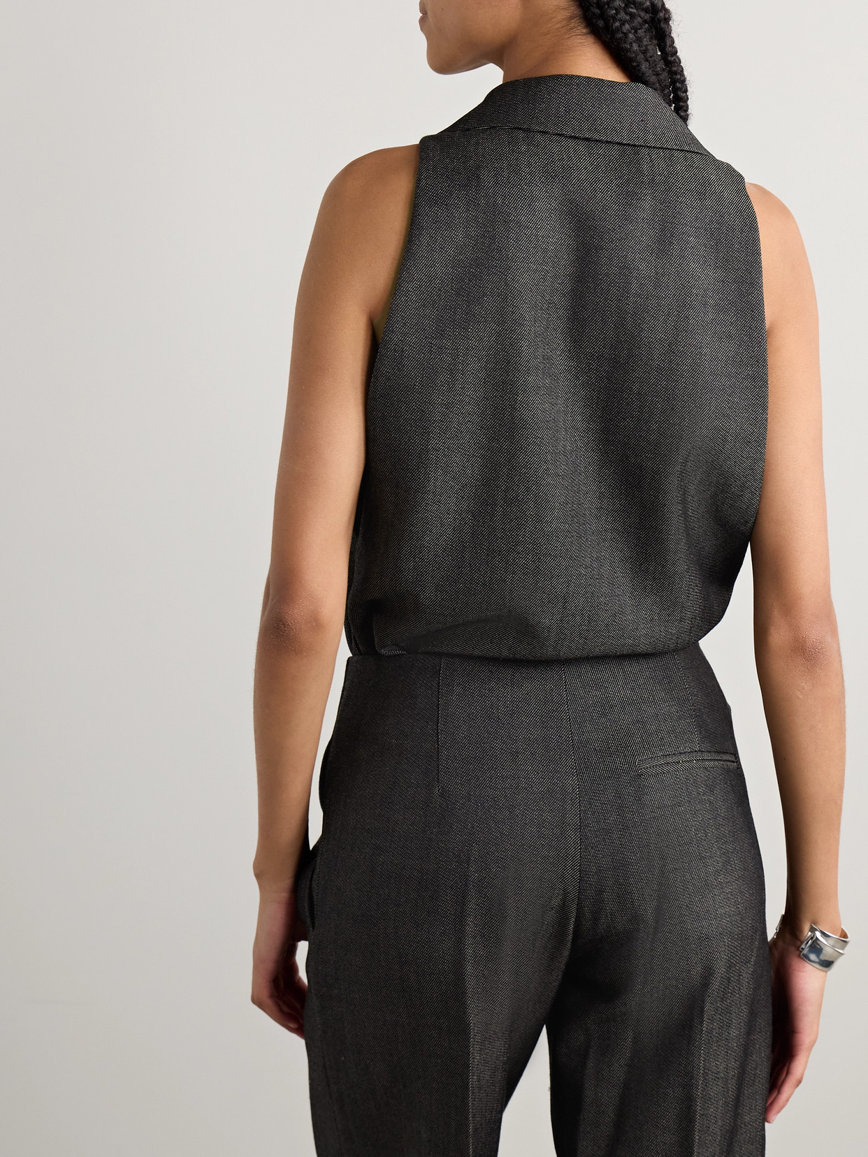Christopher Esber Facile Wool-twill And Stretch-jersey Bodysuit In Black