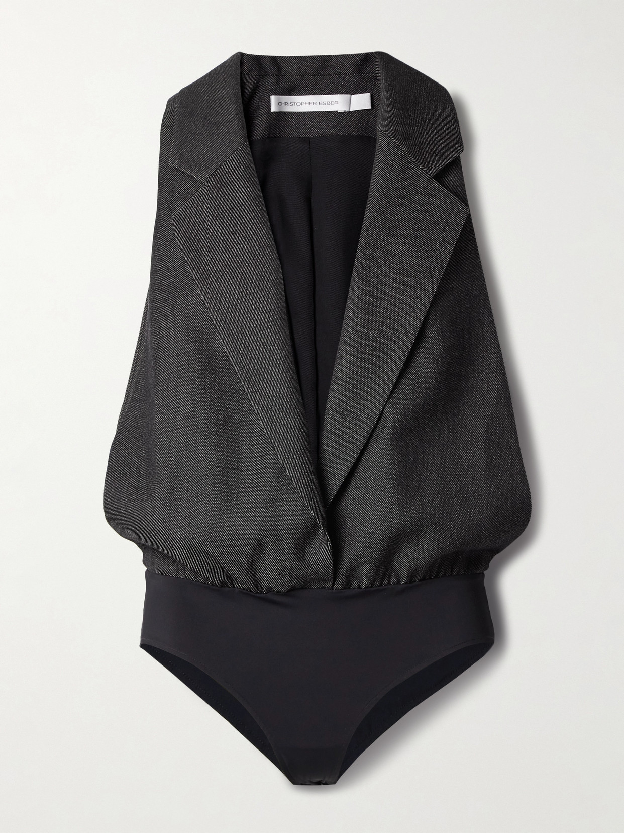 Christopher Esber Facile Wool-twill And Stretch-jersey Bodysuit In Black