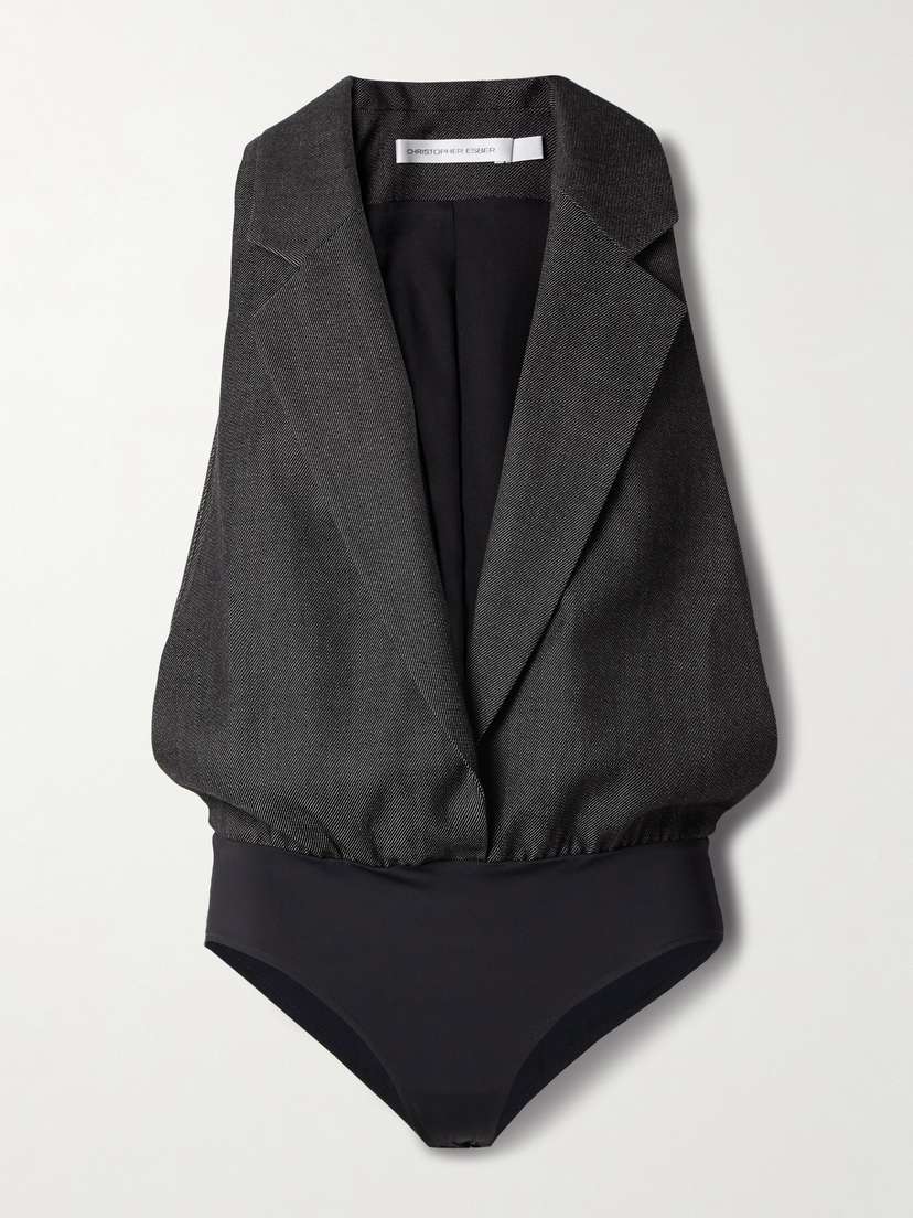 Christopher Esber Facile Wool-twill And Stretch-jersey Bodysuit