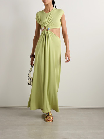 Christopher Esber Embellished cutout ribbed-knit maxi dress