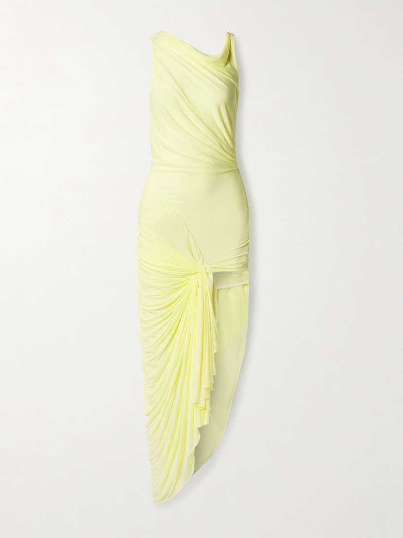 Christopher Esber Galathea Lace-trimmed Draped Mesh Gown