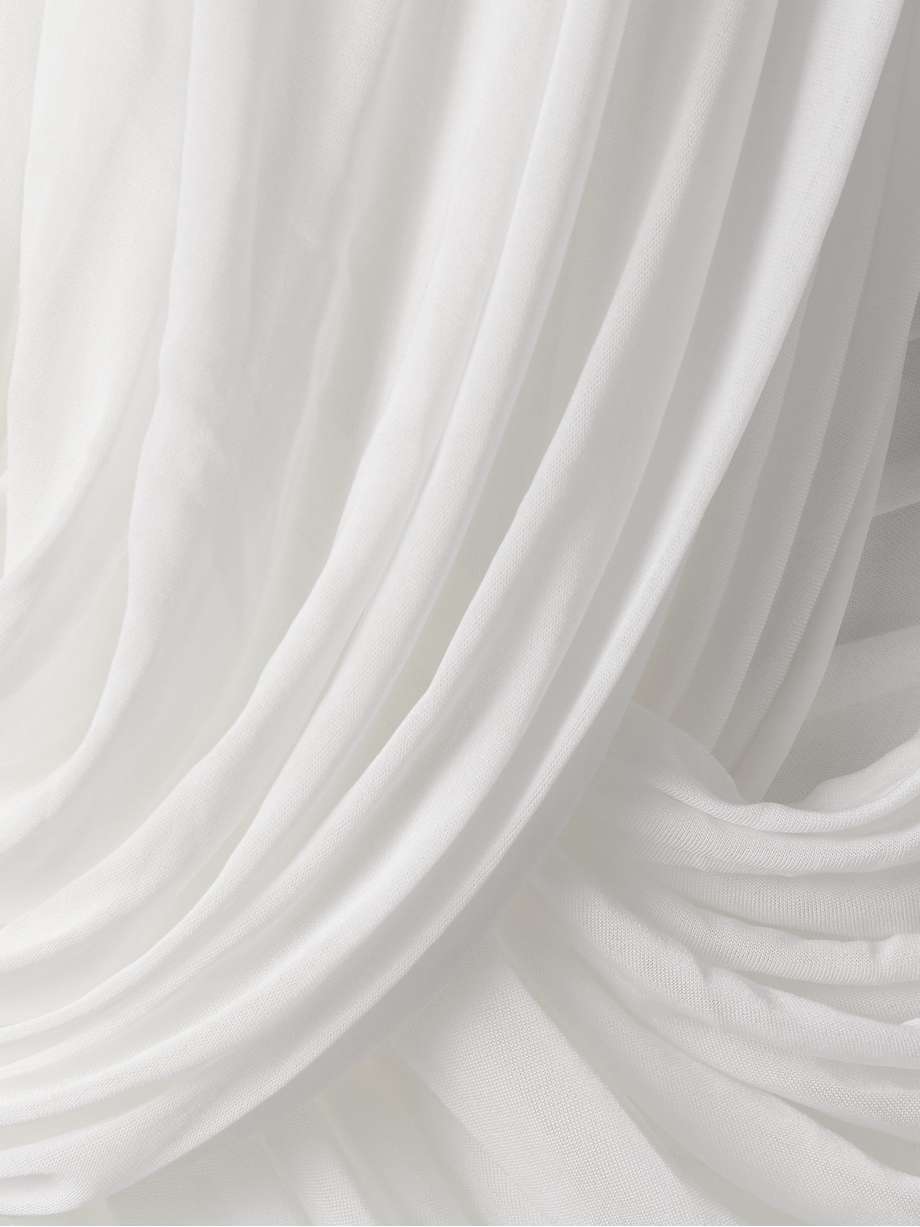 ripple draped mesh gown
