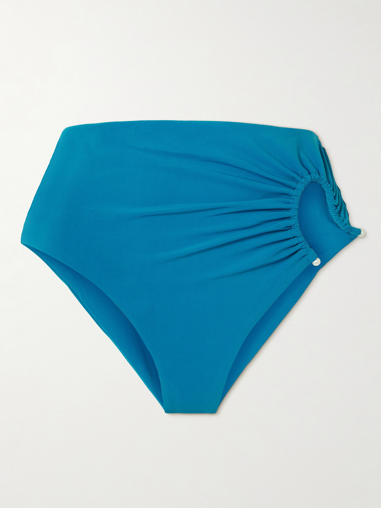 Christopher Esber Crescent Embellished Cutout Ruched Bikini Briefs