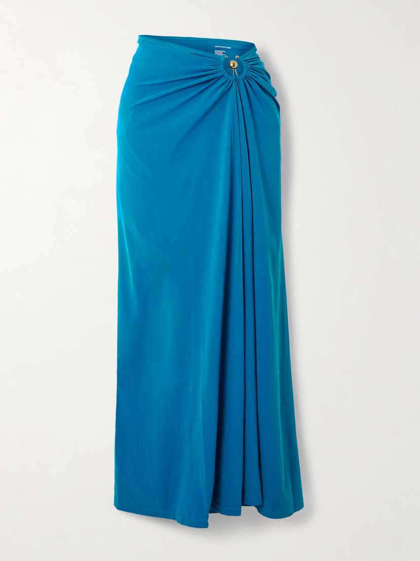 Christopher Esber Orbit Embellished Ruched Stretch-jersey Maxi Skirt
