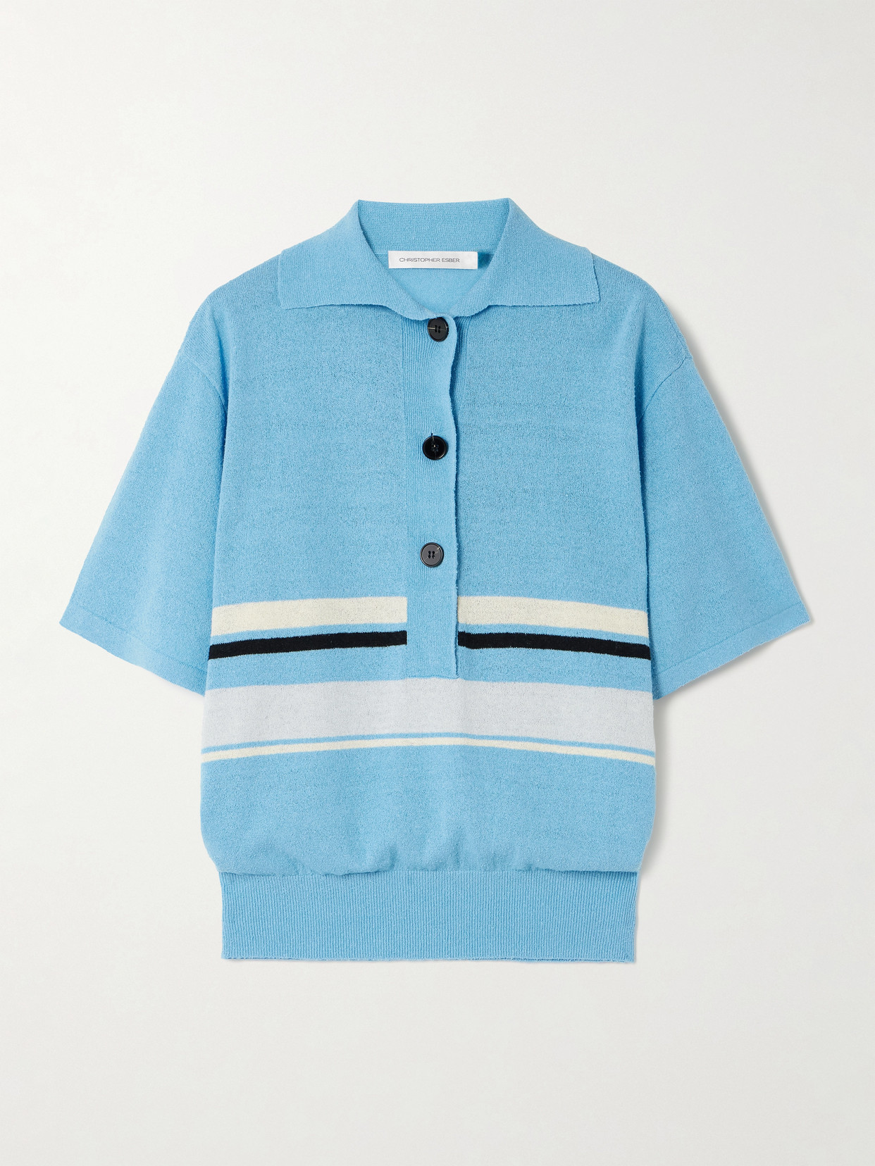 Christopher Esber Striped Knitted Polo Shirt