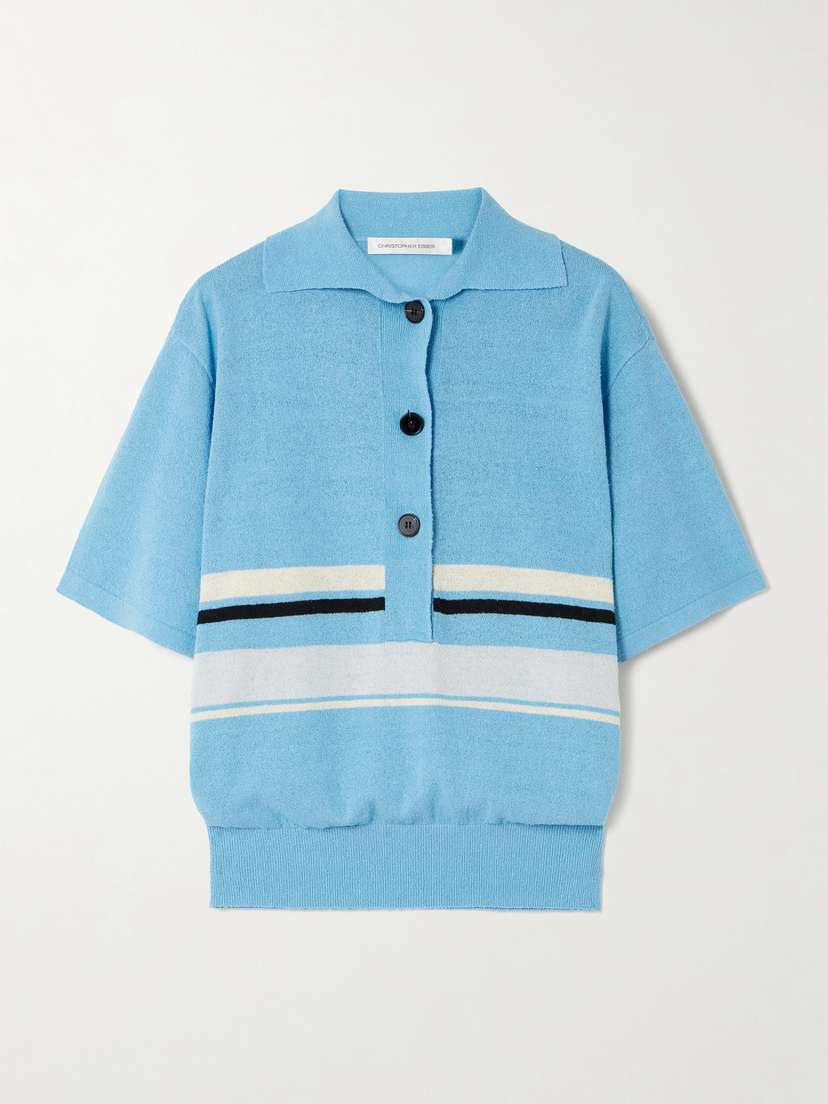 Christopher Esber Striped Knitted Polo Shirt