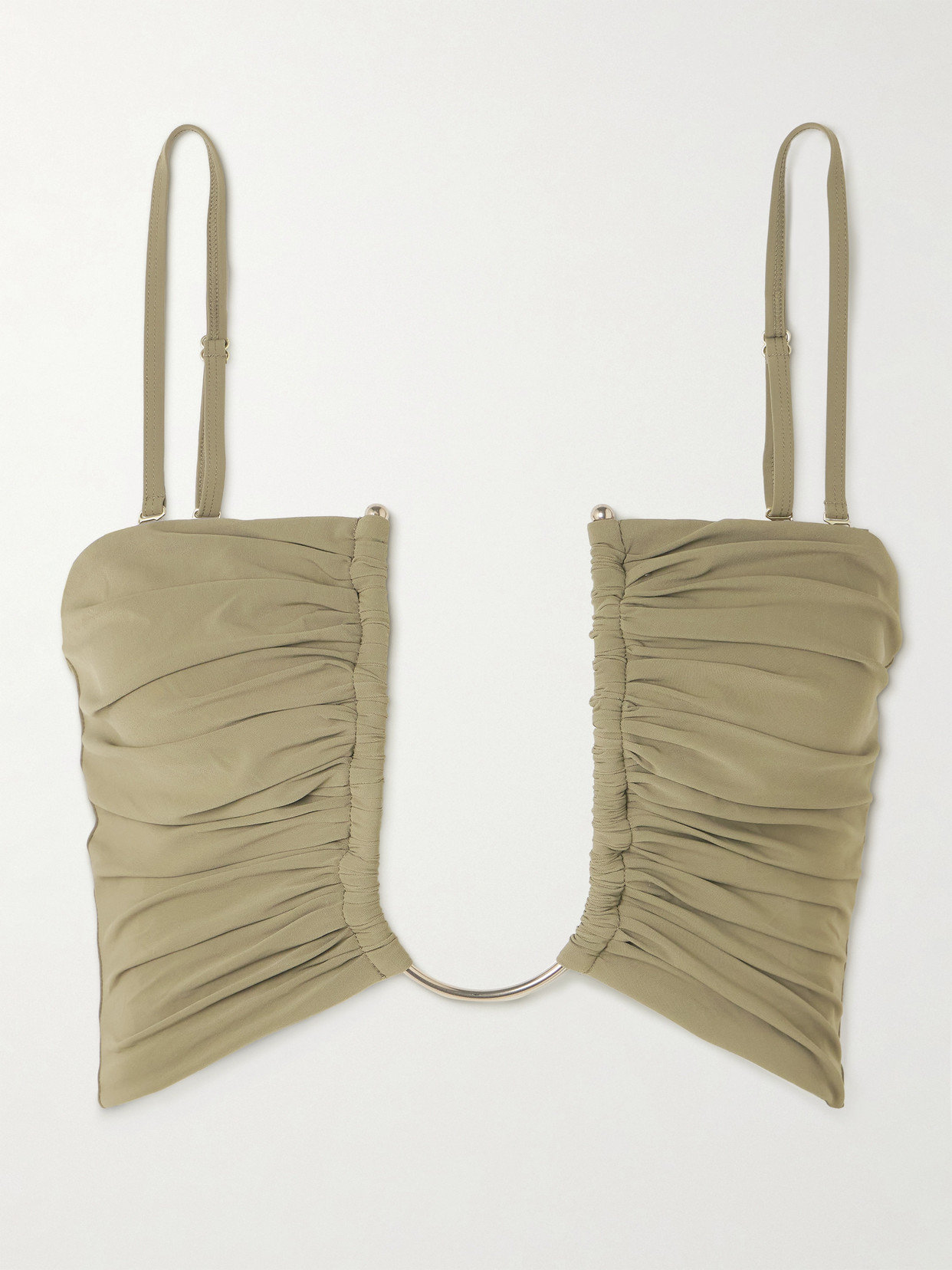 Christopher Esber - Cutout Embellished Bikini Top - Army green