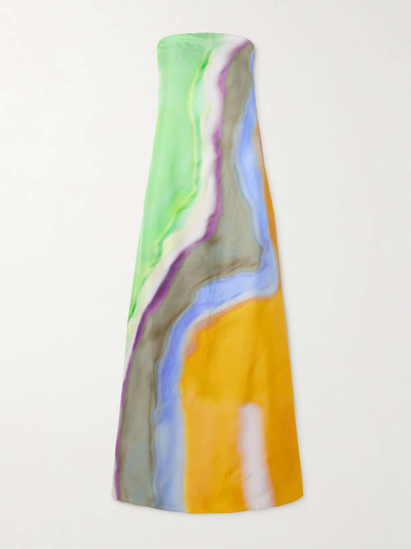 Christopher Esber Aura Strapless Printed Silk-twill Maxi Dress