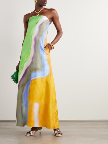 Christopher Esber Aura strapless printed silk-twill maxi dress