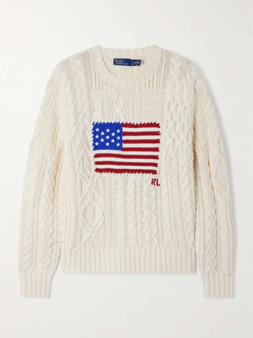 Polo Ralph Lauren Intarsia And Cable-knit Cotton Sweater