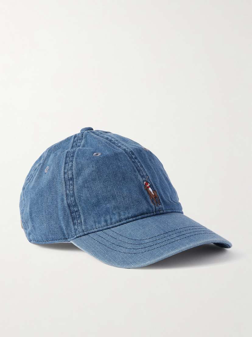Polo Ralph Lauren Leather-trimmed Logo-embroidered Denim Cap