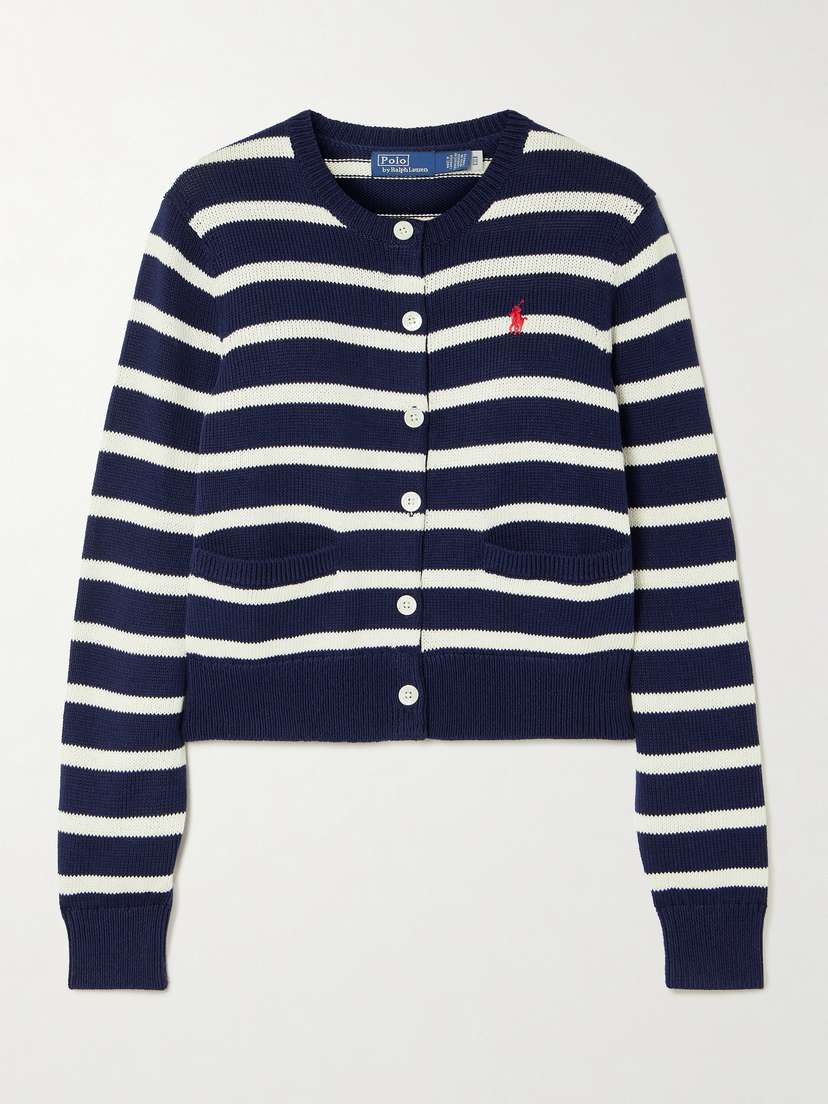 Polo Ralph Lauren Embroidered Striped Cotton Cardigan - xx small