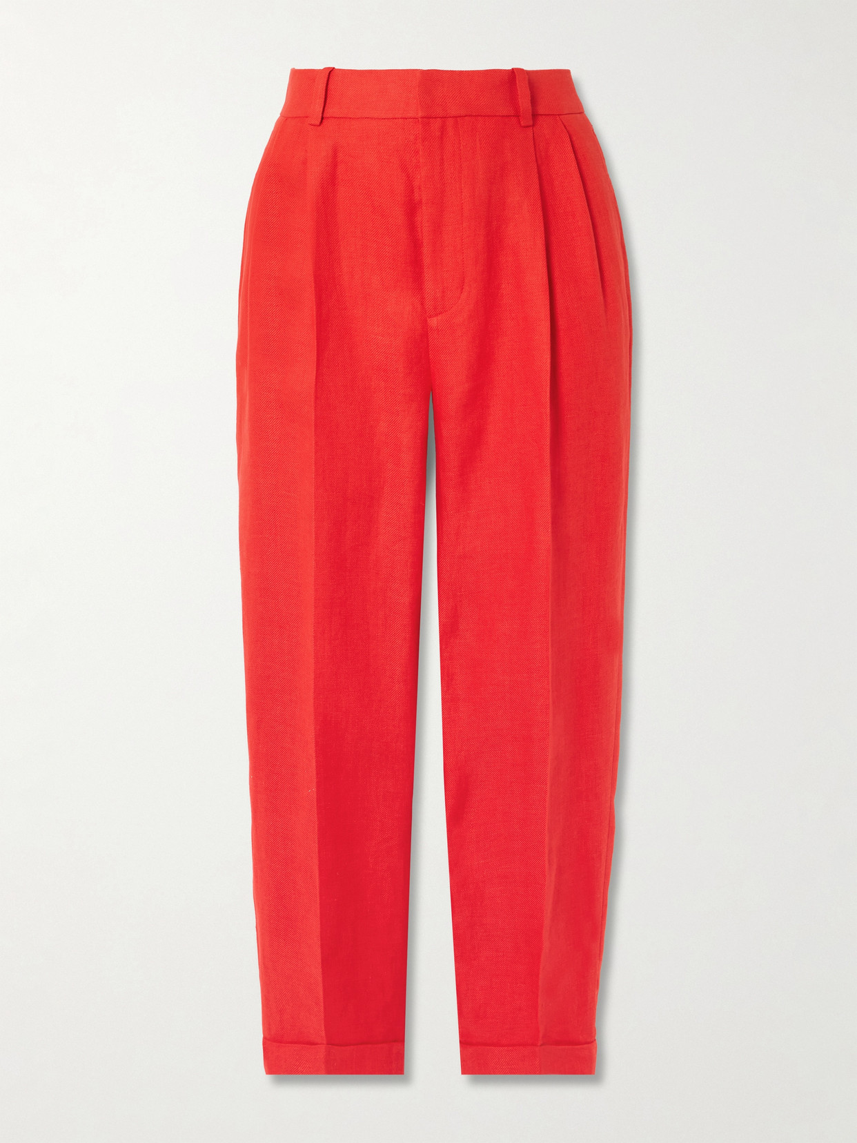 Polo Ralph Lauren Pleated Linen Tapered Pants In Red