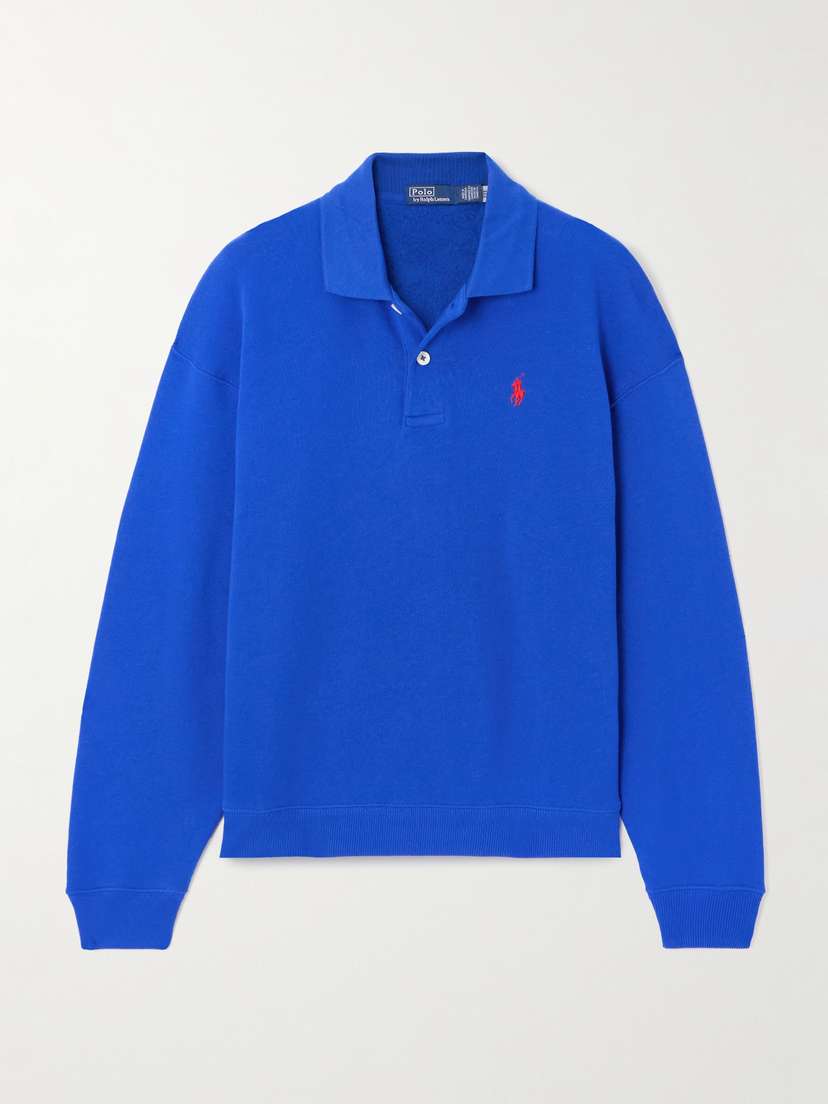 Polo Ralph Lauren Embroidered Cotton-blend Jersey Polo Sweatshirt