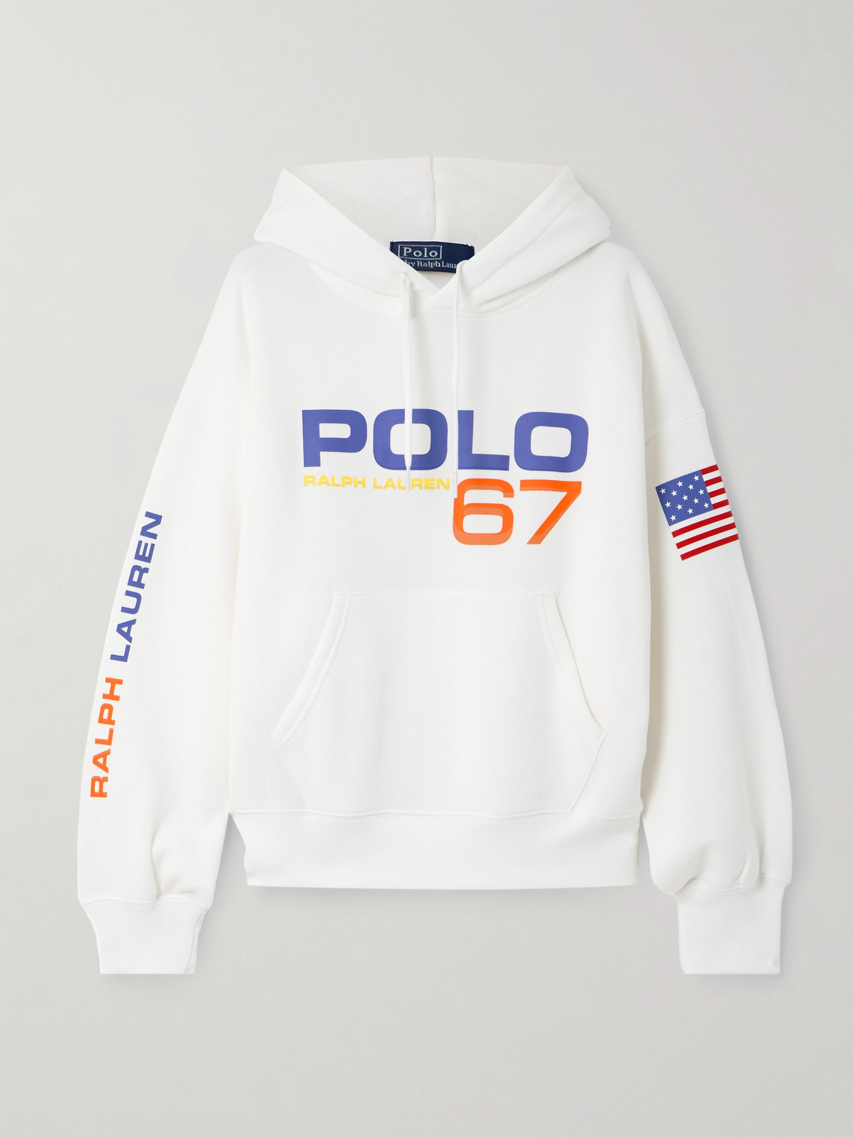 Polo Ralph Lauren Printed Cotton-blend Jersey Hoodie In White