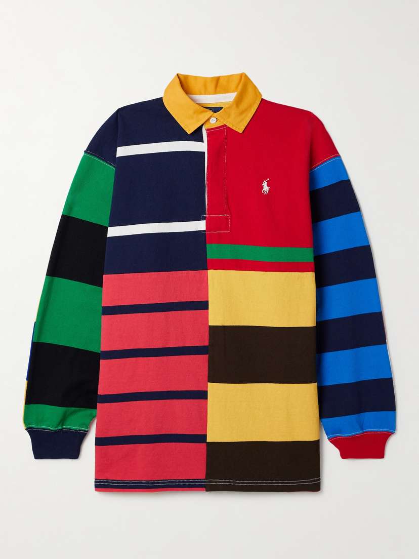 Polo Ralph Lauren Oversized Twill-trimmed Paneled Striped Cotton-jersey Shirt