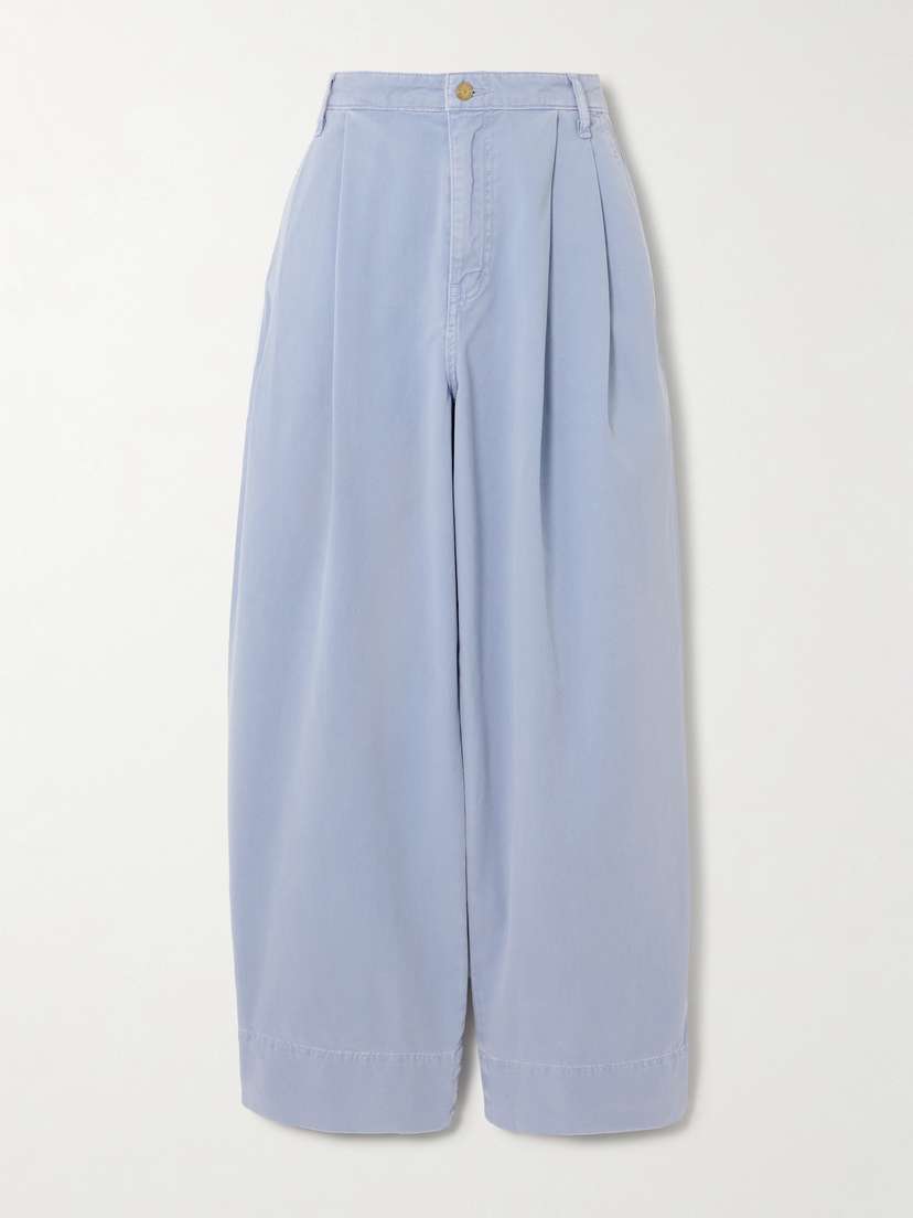 B SIDES Martin Pleated Cotton-twill Barrel-leg Pants