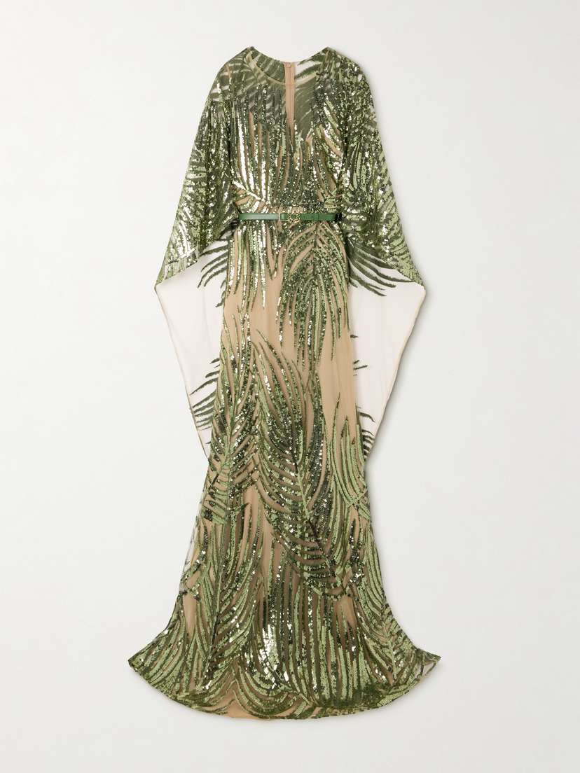 Elie Saab Sequined Tulle Gown