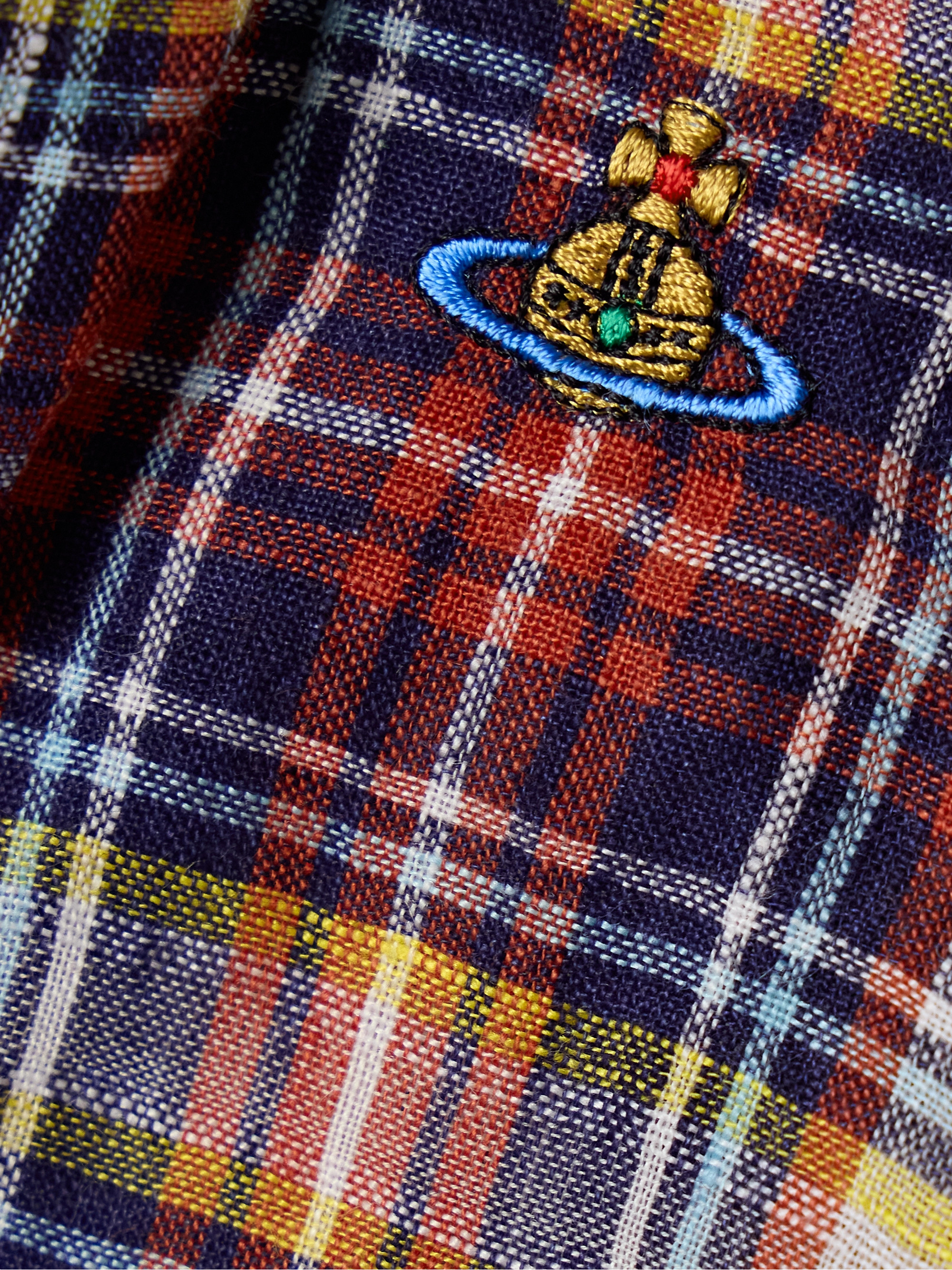 Vivienne Westwood - Puppy mesh-trimmed checked linen and cotton