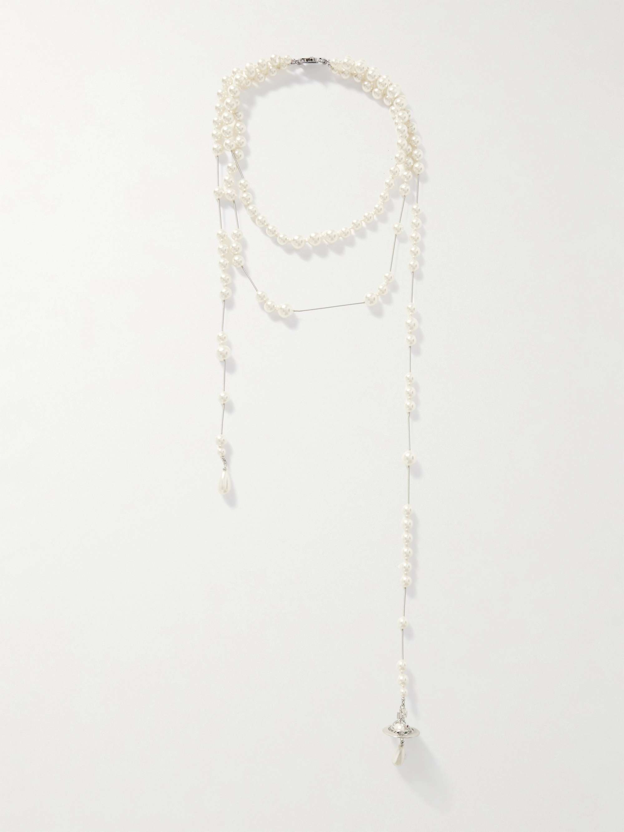 VIVIENNE WESTWOOD Broken silver-tone, faux pearl and crystal VIVIENNE WESTWOOD Broken silver-tone, faux pearl and crystal